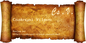 Csaknyai Vilmos névjegykártya